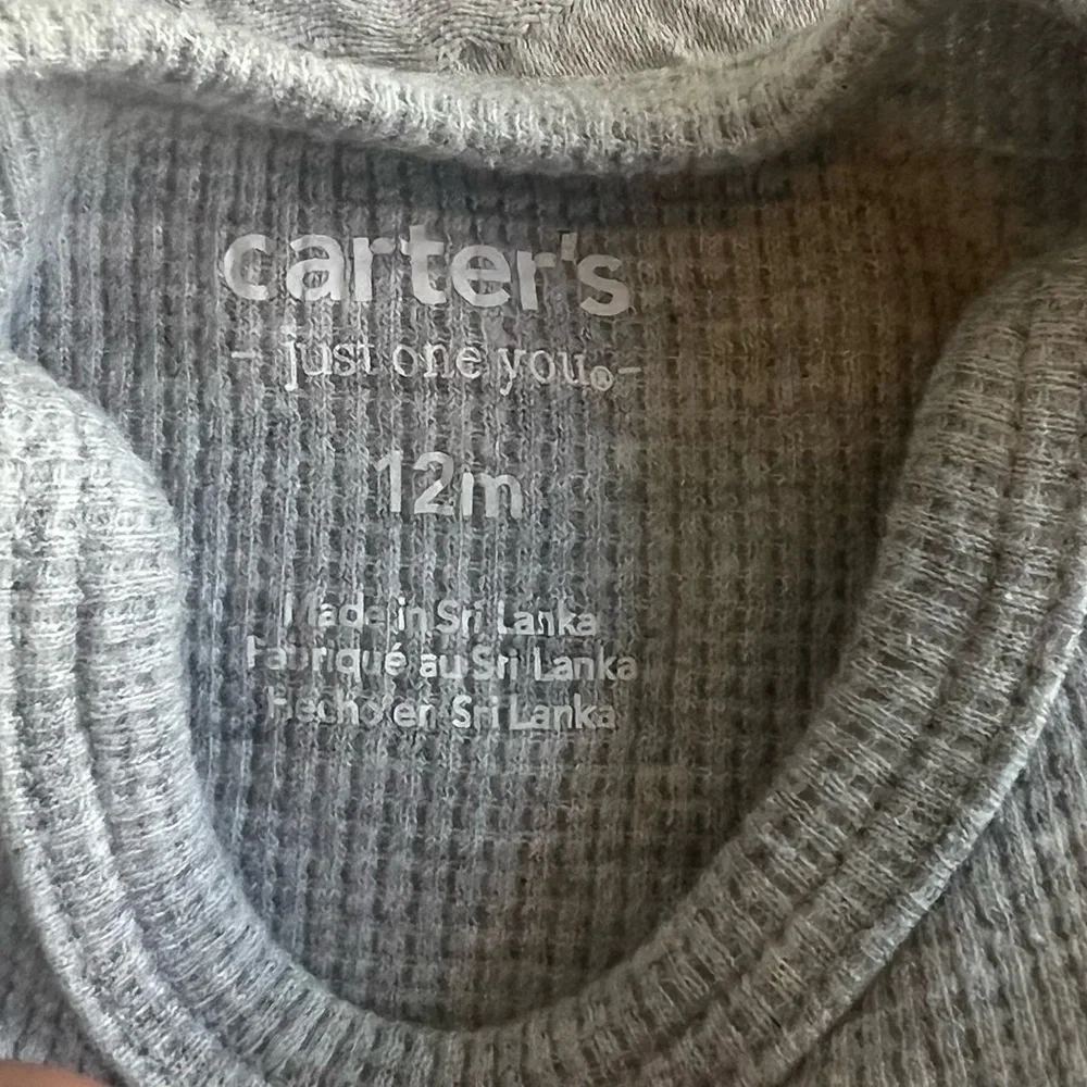 2ct Long Sleeve Baby Bodysuits 12 Months Gray Carters (0506)